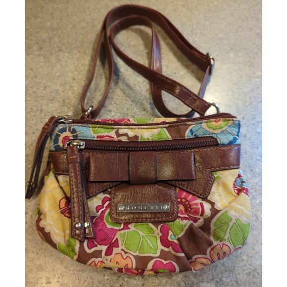 Rosetti Floral Crossbody Shoulder Purse adjustable strap Leather Bow 8 x 6 x 3 - Picture 12 of 12